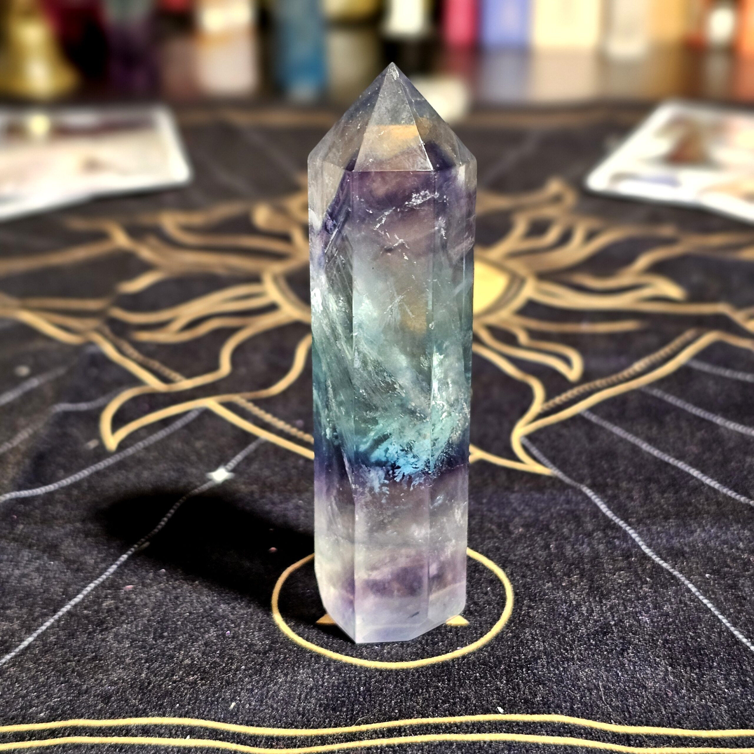 Rainbow Fluorite - Teal, Mint, & Purple with natural dendritic inclusions - Image 6