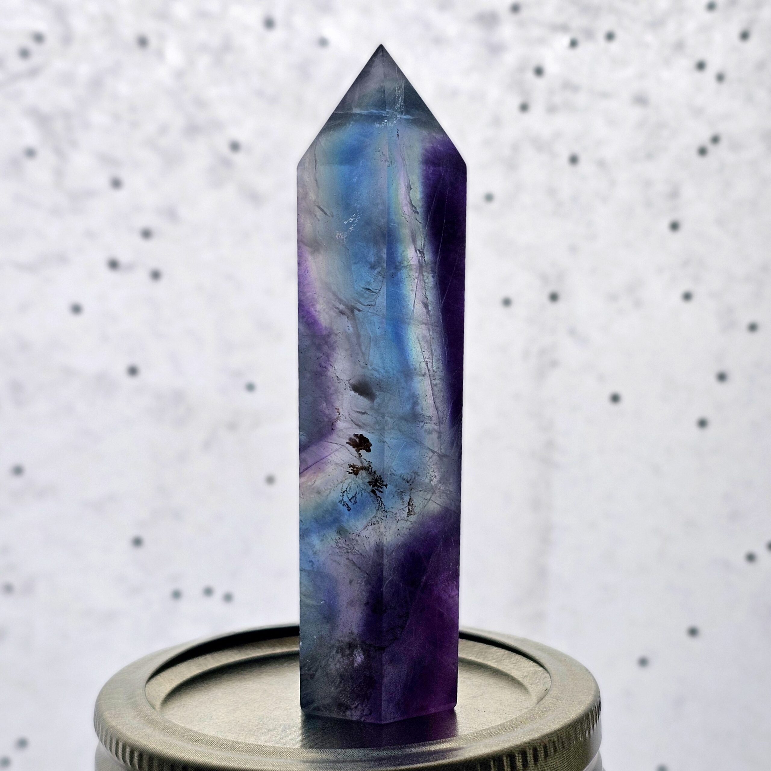 Rainbow Fluorite - Blue & Purple Vertical Bands - Image 4