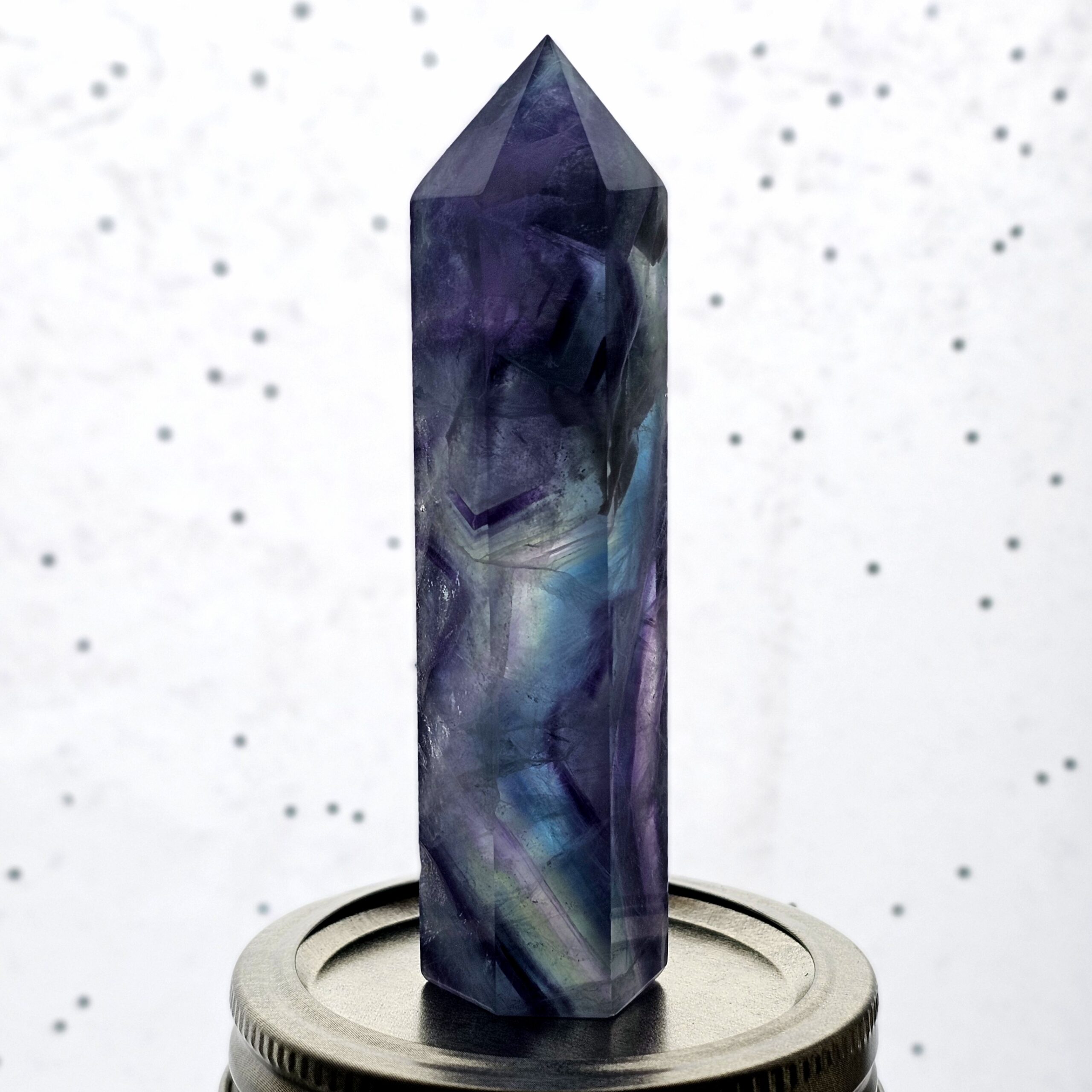 Rainbow Fluorite - Blue & Purple Vertical Bands - Image 3