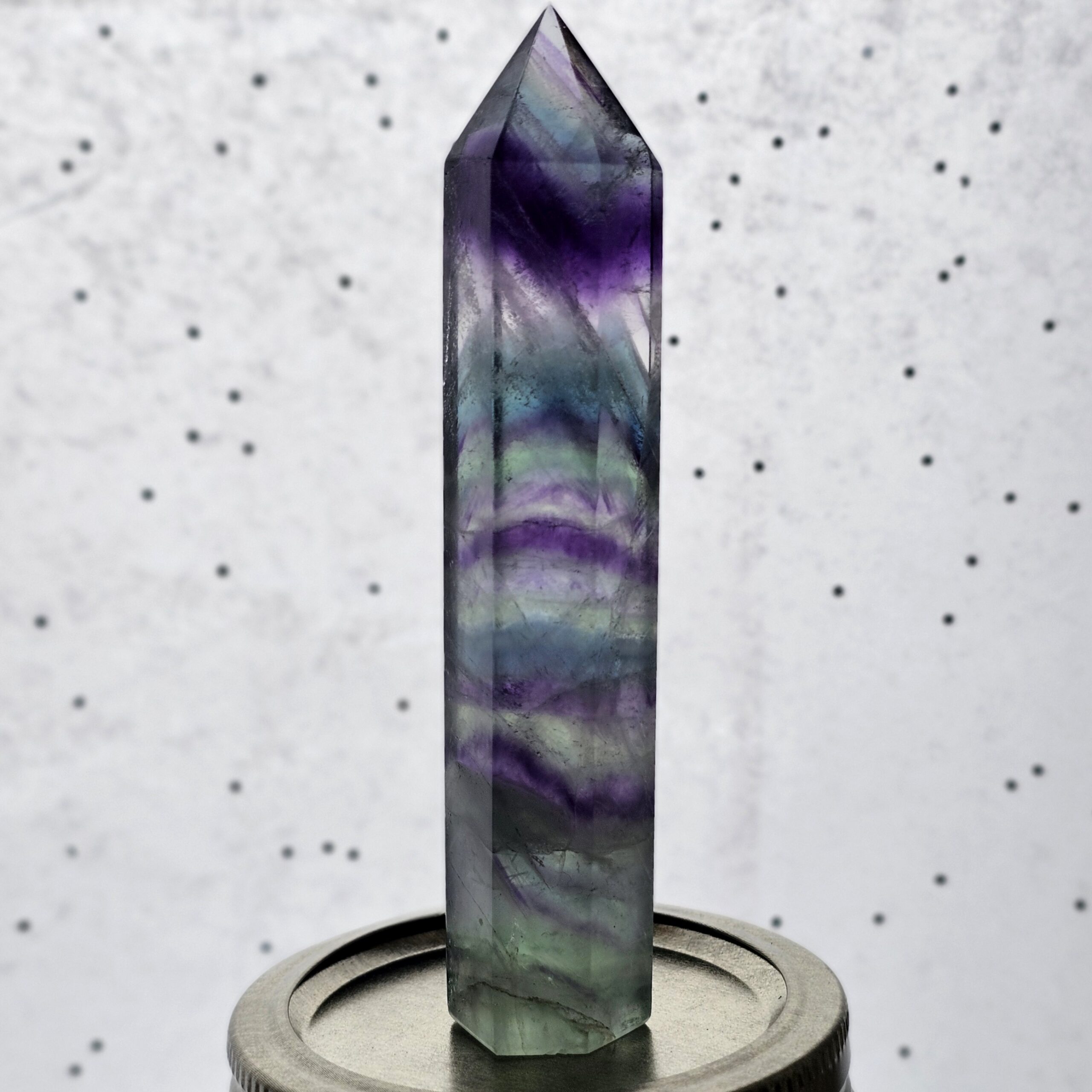 Rainbow Fluorite - Purple, Green, and Teal banded - Image 3