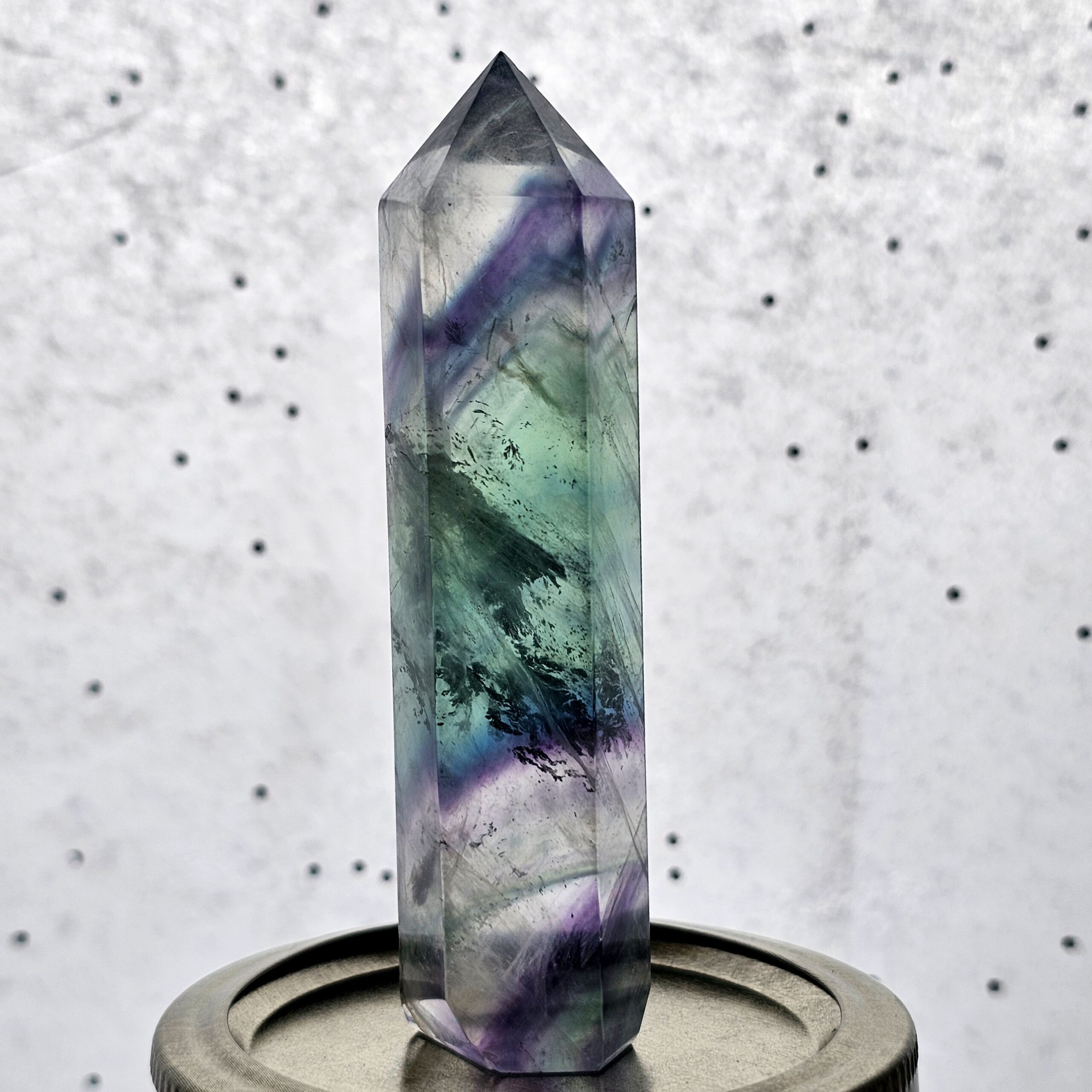 Rainbow Fluorite - Teal, Mint, & Purple with natural dendritic inclusions - Image 2