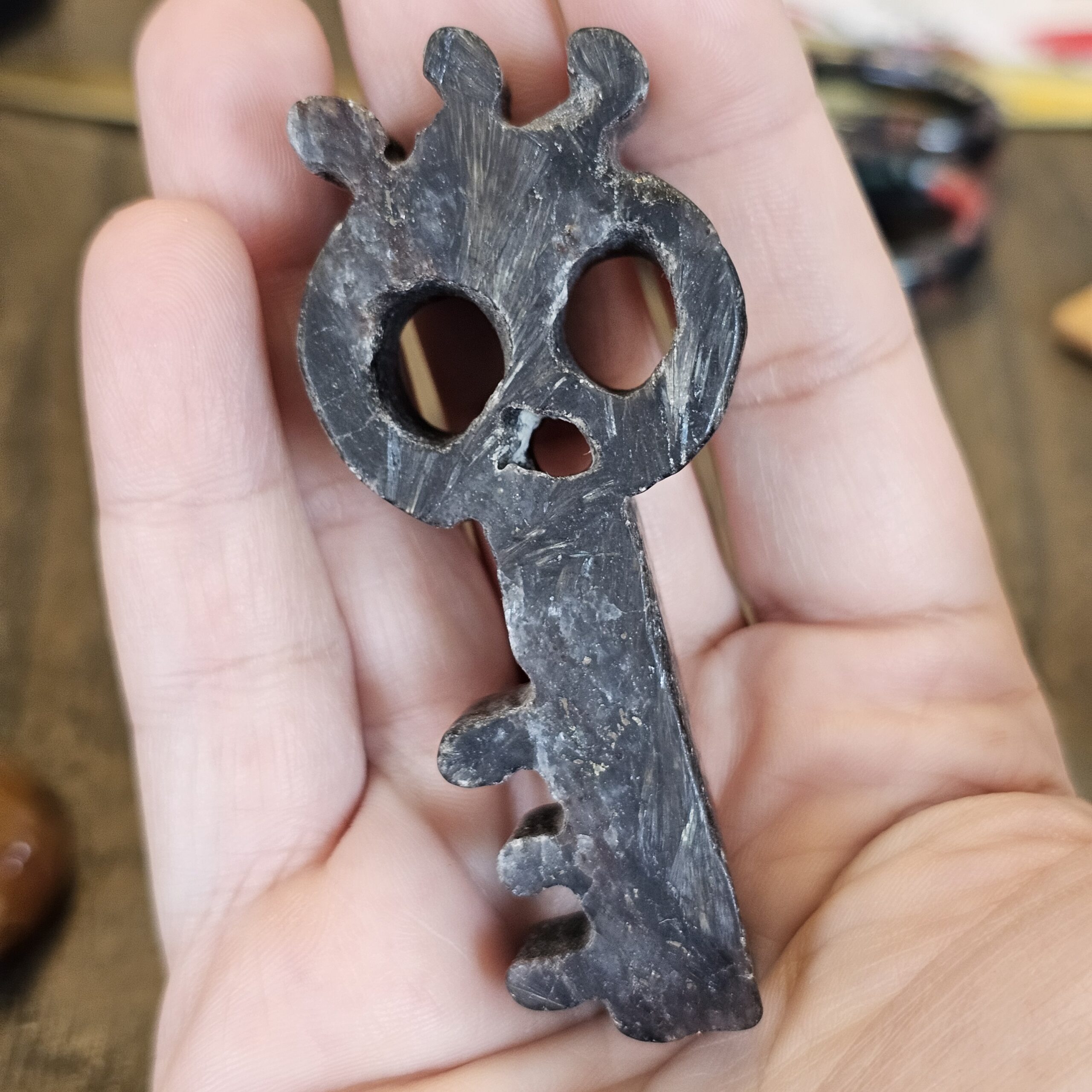Larvikite "Black Moonstone" Key Carving - Image 3