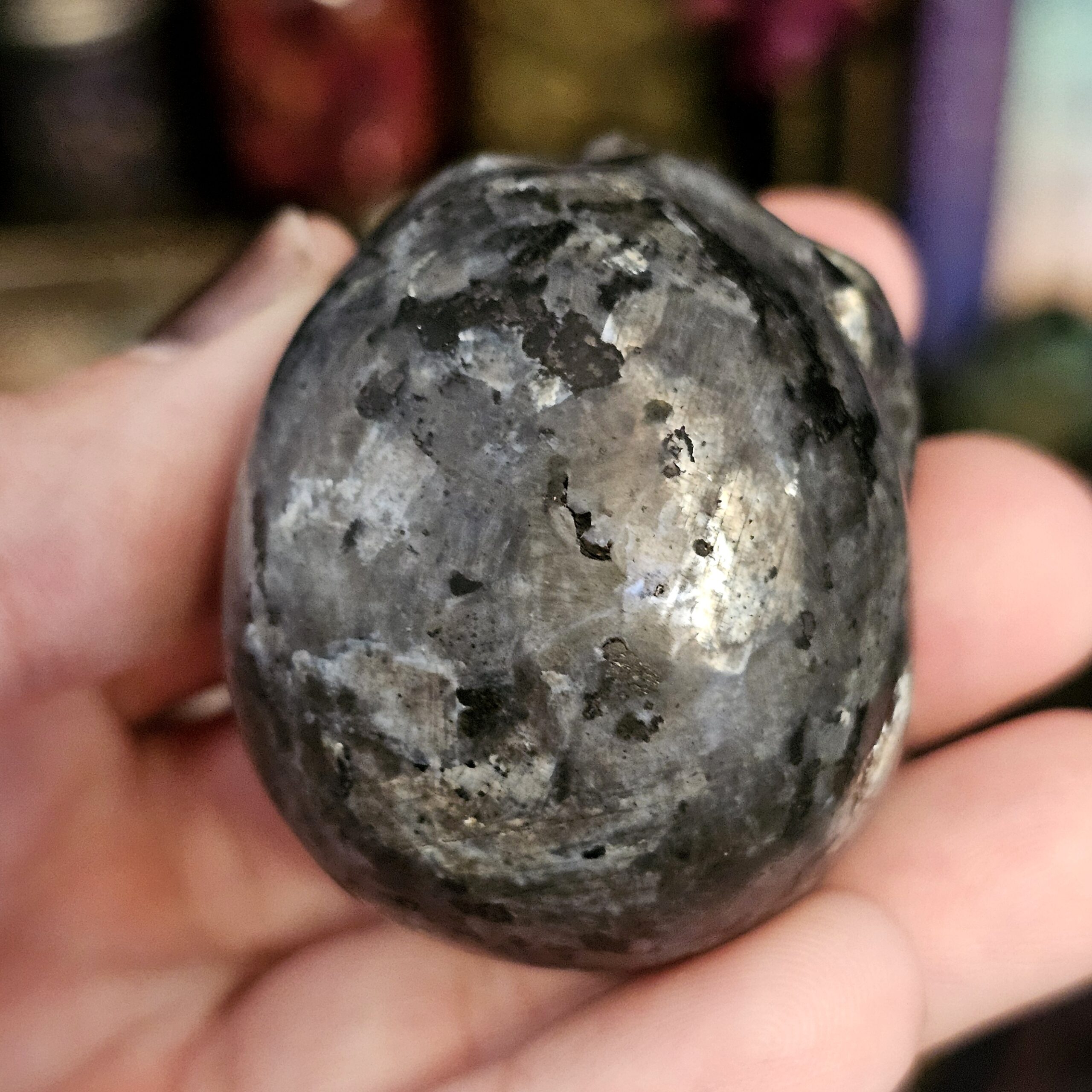 Skull Carving - Larvikite "Black Moonstone" - Image 3