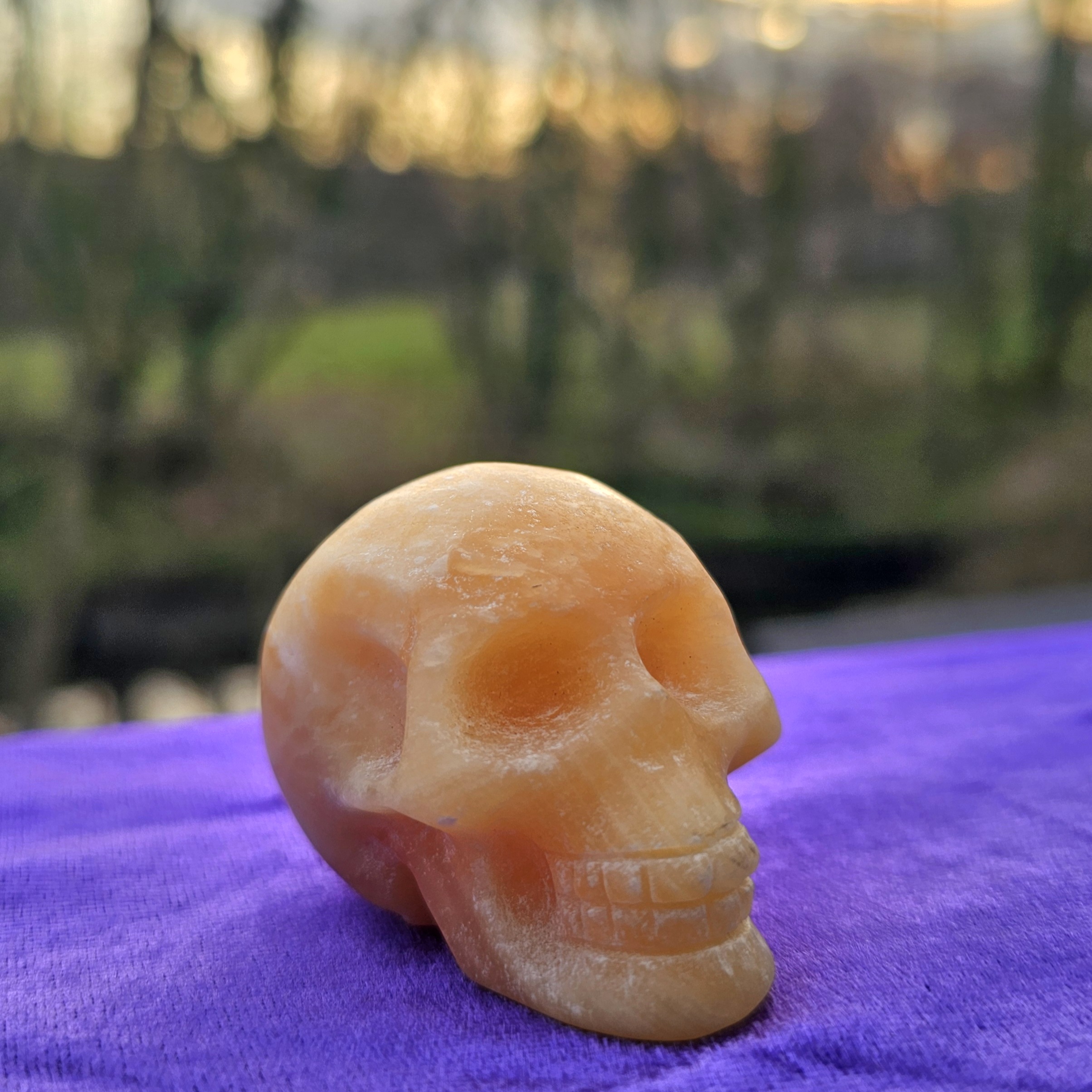 Skull Carving - Honey Calcite - Image 2