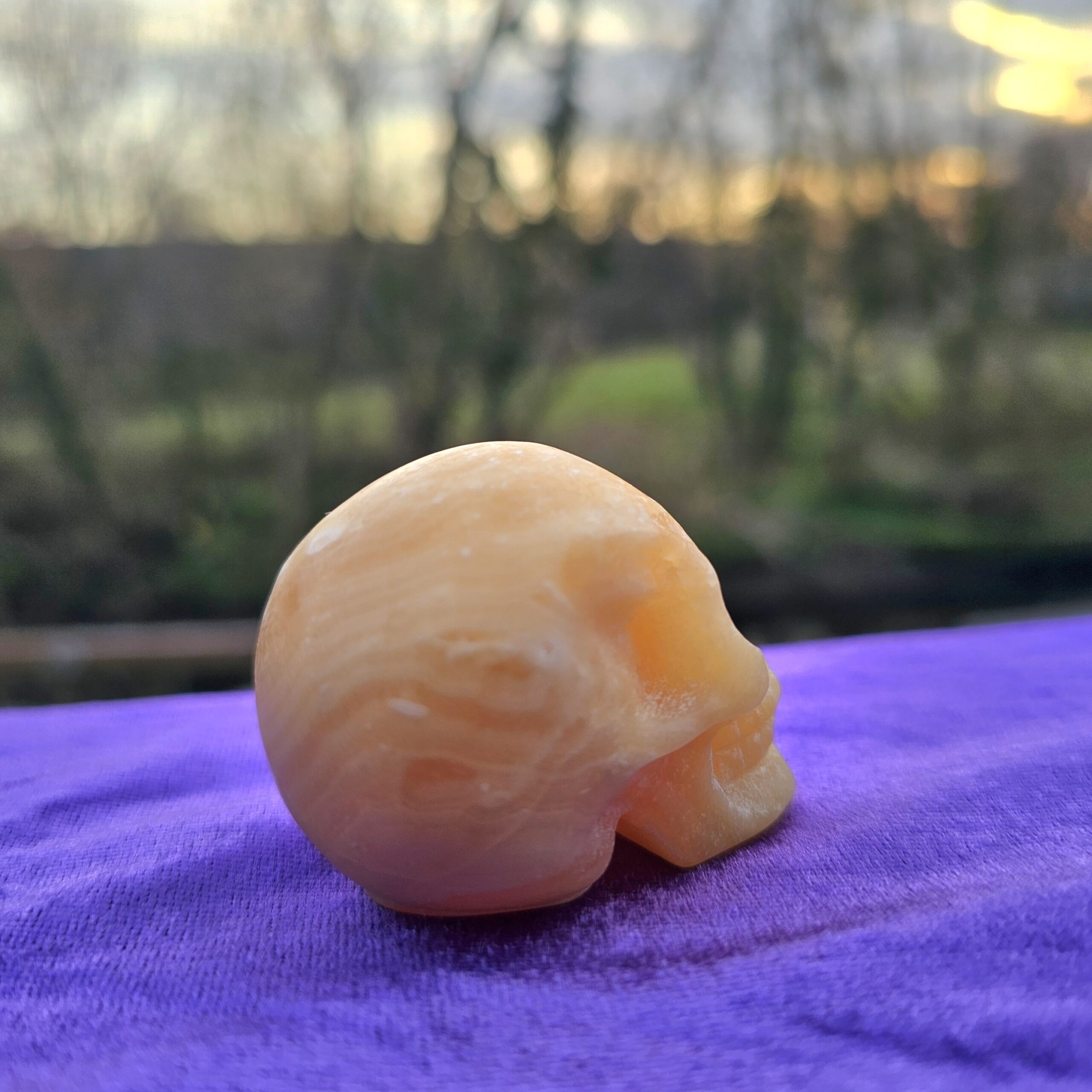Skull Carving - Honey Calcite - Image 3
