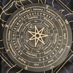 Wooden Dowsing Board & Obsidian Pendulum