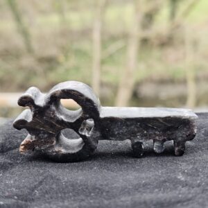 Larvikite "Black Moonstone" Key Carving