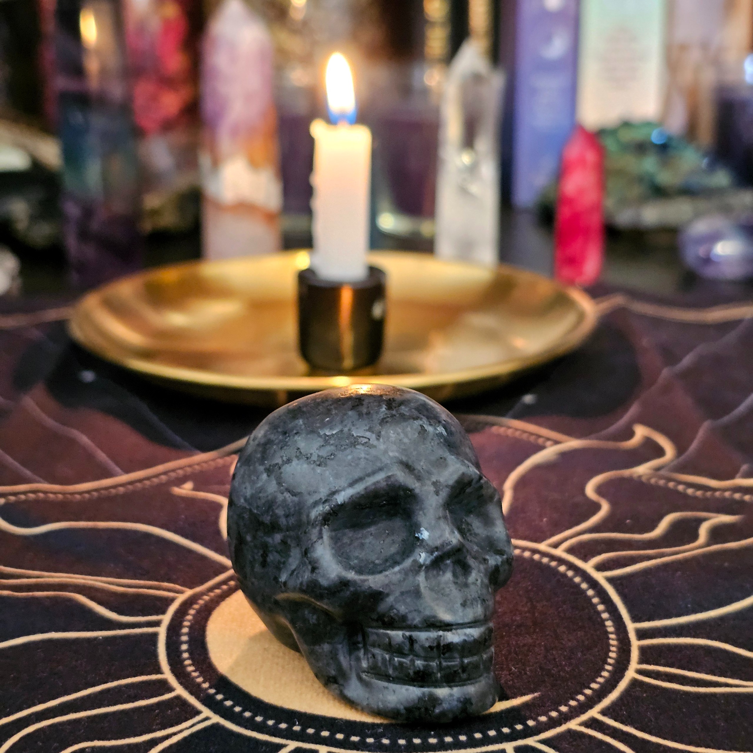 Skull Carving - Larvikite "Black Moonstone"