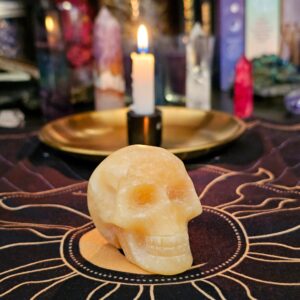 Skull Carving - Honey Calcite