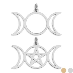 Triple Moon Goddess Charm Necklace - 18K Gold PVD