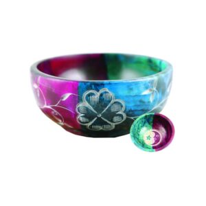 Hand Carved Soapstone Bowl - Turquoise/Purple Moon
