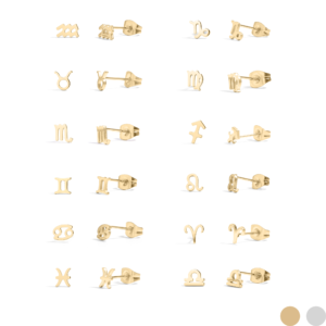 Zodiac Stud Earrings - 18K Gold PVD