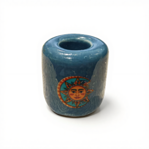 Ceramic Chime Candle Holder - Blue with Sun/Moon